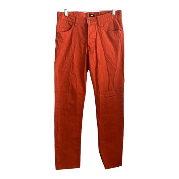 H&M Jeans Womens 29 Rusted Orange Button Fly Denim Stretch - Picture 1 of 12